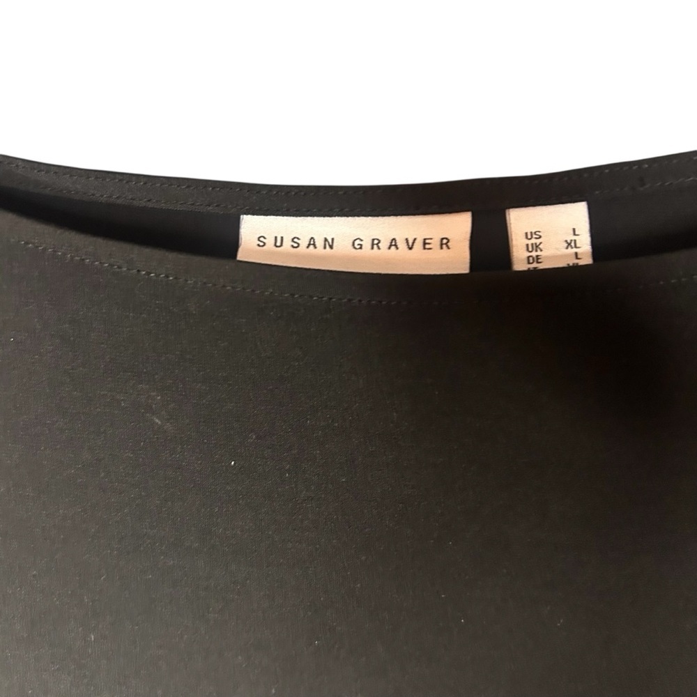 Susan Graver Black Blouse XL Tie Sleeve Career Travel Top - Picture 6 of 10